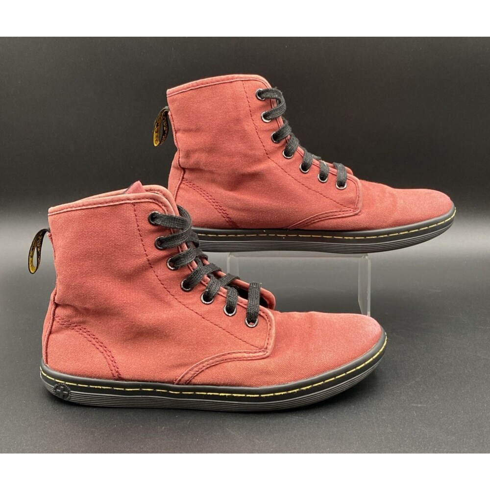 Dr. Martens Shoreditch Maroon Canvas Boots Women's Size 8 R13524603